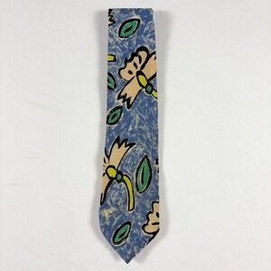Vintage 80s Memphis Milano Silk Tie 3.5 in G Della Abstract Floral Whimsical Fun